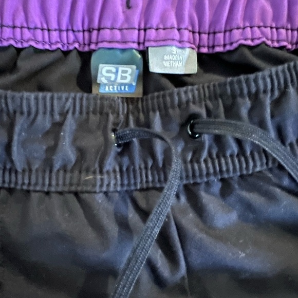 SJB active size small athletic pants black with purple stripe - Picture 2 of 3